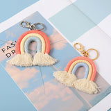 Rainbow Weaving Keychain Boho Holder Keyring Macrame Bag Charm Car Jewelry