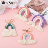 Rainbow Weaving Keychain Boho Holder Keyring Macrame Bag Charm Car Jewelry
