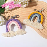 Rainbow Weaving Keychain Boho Holder Keyring Macrame Bag Charm Car Jewelry