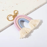 Rainbow Weaving Keychain Boho Holder Keyring Macrame Bag Charm Car Jewelry