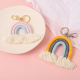 Rainbow Weaving Keychain Boho Holder Keyring Macrame Bag Charm Car Jewelry