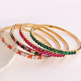 Rainbow CZ Crystal Bangle Bracelet for Women Lady Gift