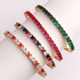 Rainbow CZ Crystal Bangle Bracelet for Women Lady Gift