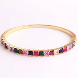 Rainbow CZ Crystal Bangle Bracelet for Women Lady Gift