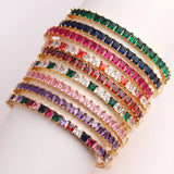 Rainbow CZ Crystal Bangle Bracelet for Women Lady Gift