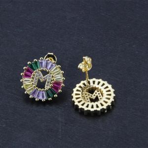 Colorful Zircon Letter Earrings Alphabet Charm Studs