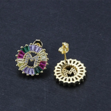 Colorful Zircon Letter Earrings Alphabet Charm Studs