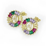 Colorful Zircon Letter Earrings Alphabet Charm Studs