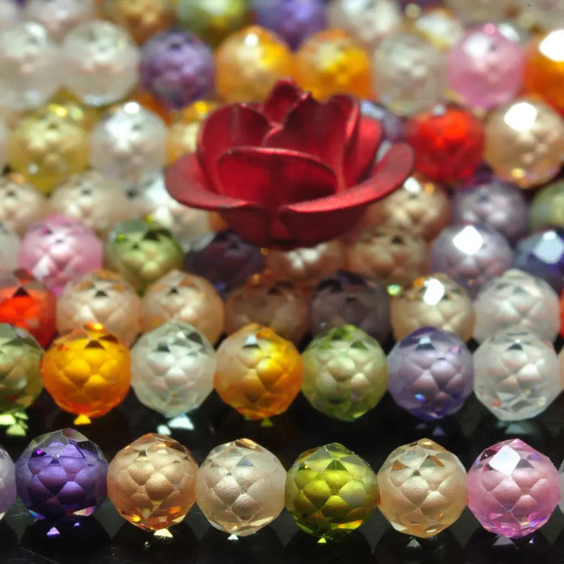 Rainbow Zircon Round Beads Loose Gemstones for Jewelry Making