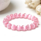 Rainbow Cat's Eye Crystal Glass Stone Beads Charm Reiki Bracelet Bangle Women