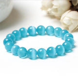 Rainbow Cat's Eye Crystal Glass Stone Beads Charm Reiki Bracelet Bangle Women