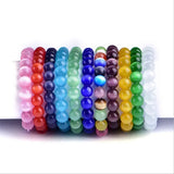 Rainbow Cat's Eye Crystal Glass Stone Beads Charm Reiki Bracelet Bangle Women