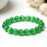 Rainbow Cat's Eye Crystal Glass Stone Beads Charm Reiki Bracelet Bangle Women