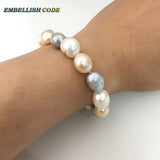 Rainbow Pearl Bracelet Bangle Mixed Freshwater Pearls Peach Grey