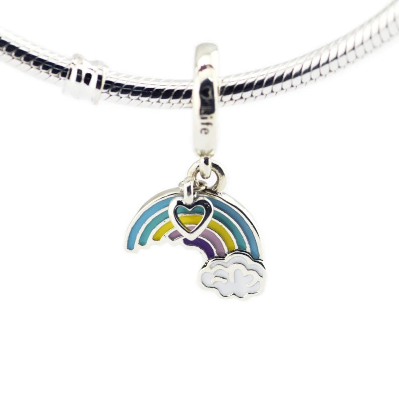 Colorful Enamel Silver Charm for Snake Chain Bracelets