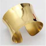 Golden Stainless Steel Wide Cuff Bangle Bracelet for Women