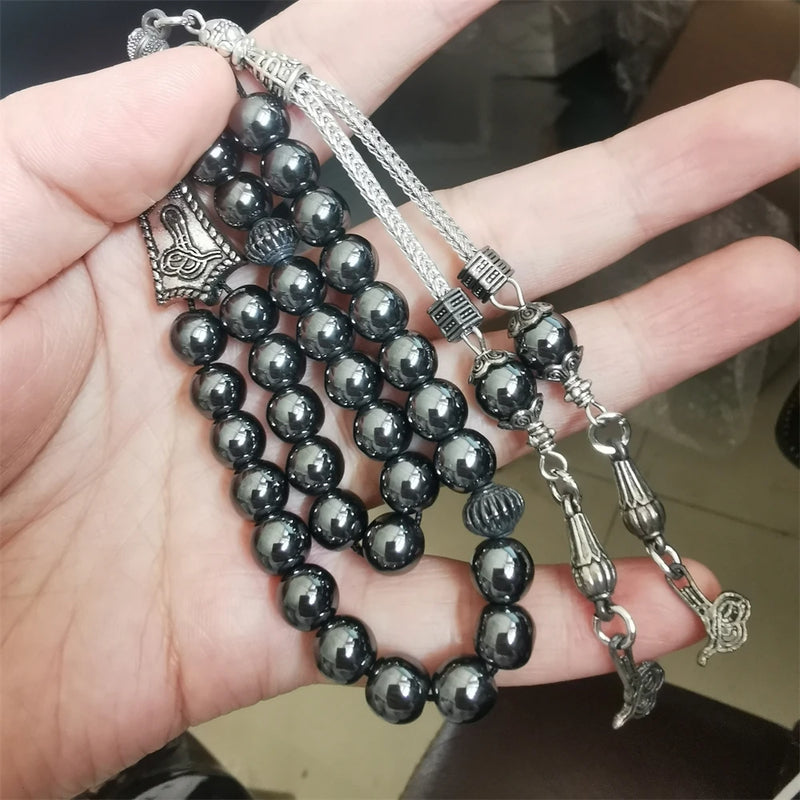Muslim Hematite Stone Allah Prayer Beads 33pcs Subha Tasbih