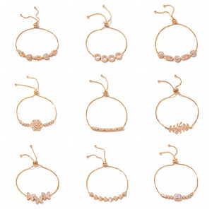 10PCS Butterfly Heart Zirconia Chain Bracelets for Women Girls