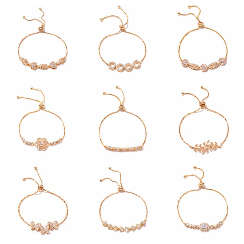 10PCS Butterfly Heart Zirconia Chain Bracelets for Women Girls