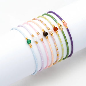 Adjustable Seed Bead Bracelet, Boho Layering Jewelry