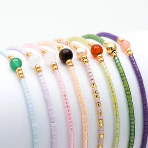 Adjustable Seed Bead Bracelet, Boho Layering Jewelry
