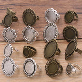 6 Pcs Animal Cabochons Adjustable Ring Settings Blank/Base Bezels