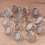 6 Pcs Animal Cabochons Adjustable Ring Settings Blank/Base Bezels