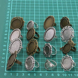 6 Pcs Animal Cabochons Adjustable Ring Settings Blank/Base Bezels
