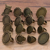 6 Pcs Animal Cabochons Adjustable Ring Settings Blank/Base Bezels