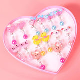 7 Pairs Pearl Rhinestone Cartoon Animal Ear Clip Earrings Set for Girls Kids
