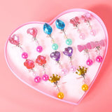 7 Pairs Pearl Rhinestone Cartoon Animal Ear Clip Earrings Set for Girls Kids