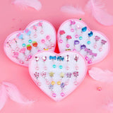 7 Pairs Pearl Rhinestone Cartoon Animal Ear Clip Earrings Set for Girls Kids