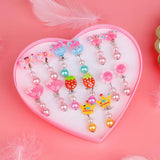 7 Pairs Pearl Rhinestone Cartoon Animal Ear Clip Earrings Set for Girls Kids