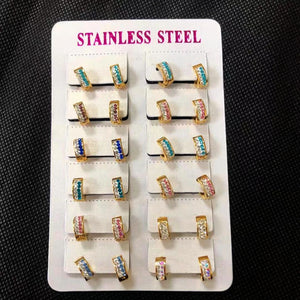 Stainless Steel Hoop Earrings for Women Girls 12Pairs