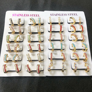 Stainless Steel Hoop Earrings for Women Girls 12Pairs