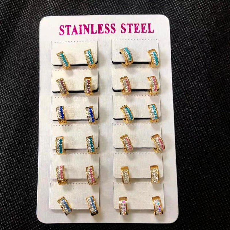 Stainless Steel Hoop Earrings for Women Girls 12Pairs