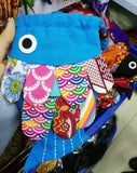 Fish Embroidery Brocade Silk Coin Purse Necklace Bag