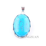 10pcs Natural Stone Oval Bead Dangle Pendant Jewelry Mixed Lot