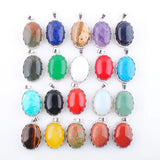 10pcs Natural Stone Oval Bead Dangle Pendant Jewelry Mixed Lot
