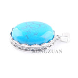 10pcs Natural Stone Oval Bead Dangle Pendant Jewelry Mixed Lot