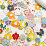 Mixed Enamel Flowers Charms Pendants for Jewelry Making DIY Earrings