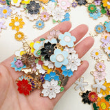 Mixed Enamel Flowers Charms Pendants for Jewelry Making DIY Earrings