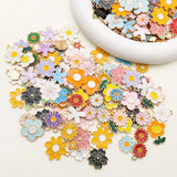 Mixed Enamel Flowers Charms Pendants for Jewelry Making DIY Earrings