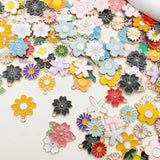 Mixed Enamel Flowers Charms Pendants for Jewelry Making DIY Earrings