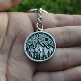 Mountain Pines Sun Keychain Women Men Jewelry