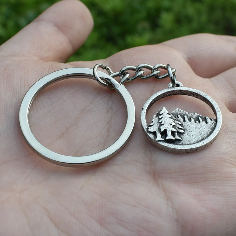 Mountain Pines Sun Keychain Women Men Jewelry