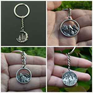 Mountain Pines Sun Keychain Women Men Jewelry