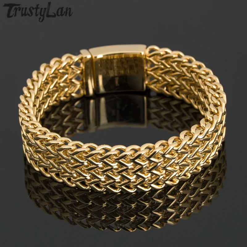 Plated Stainless Steel DJ Bracelet for Men