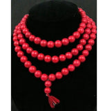 Rare 108 Tibetan Buddhist Red Coral 10mm Prayer Beads Necklace