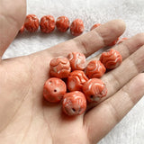 Rare 16MM Carved Coral Orange Red Gemstone Loose Beads